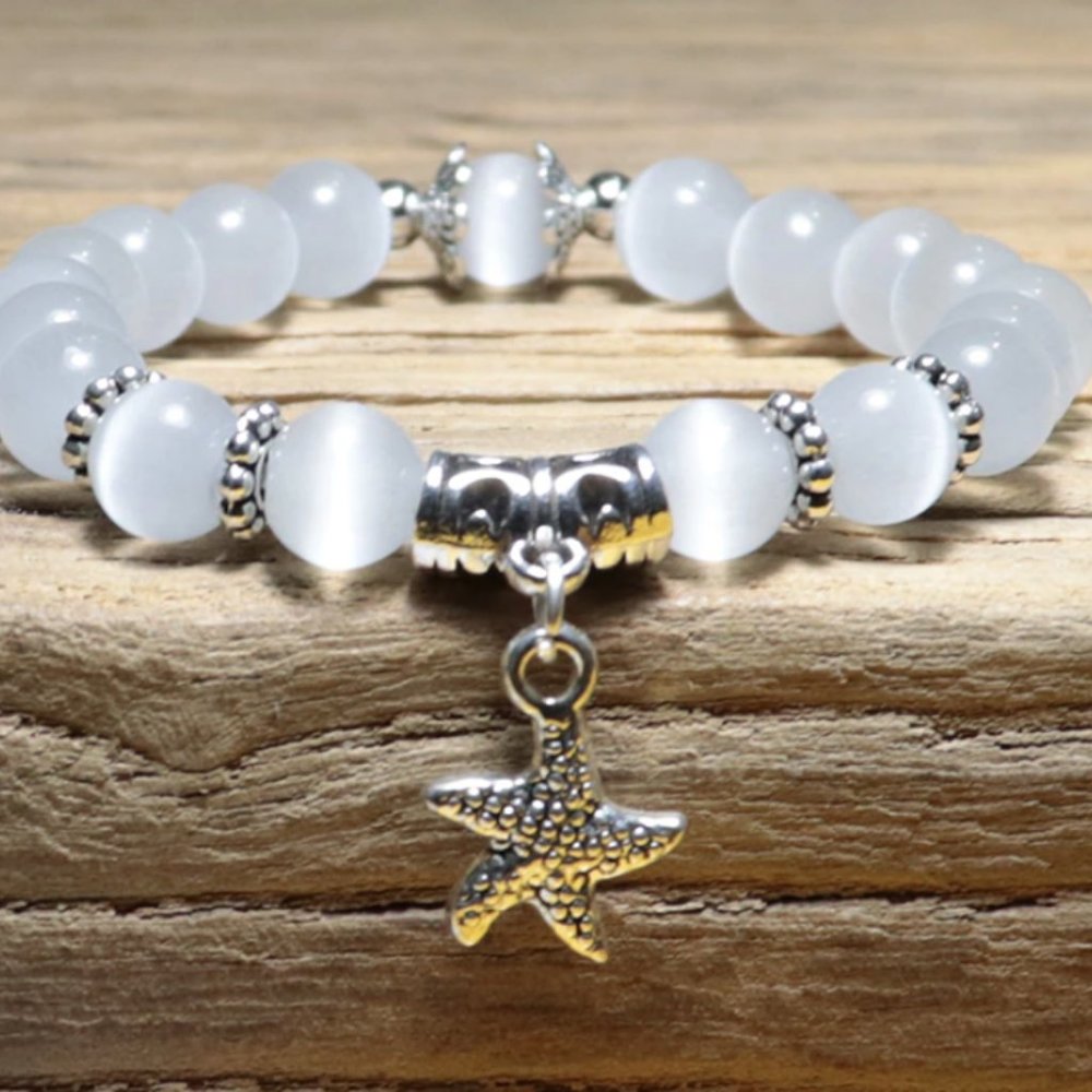 Starfish Opal Beaded Bracelet - White